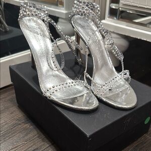 Giuseppe Silver Strappy Heels